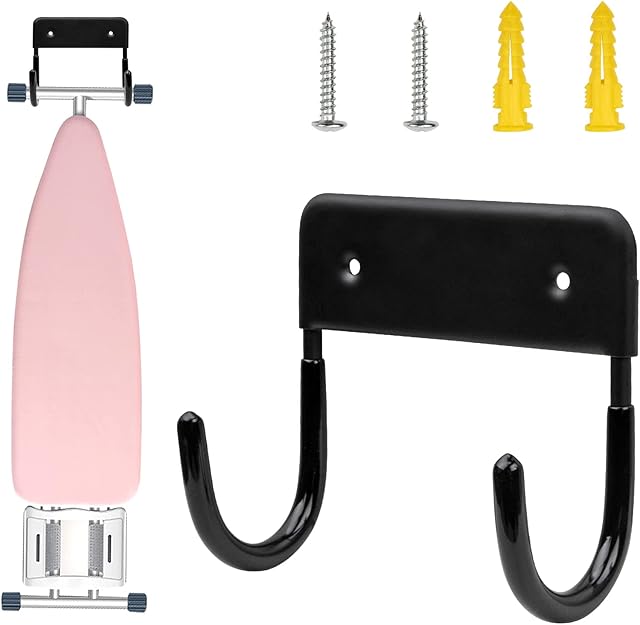 Alpinista Ironing Board Hanger Iron Board Wall Mount for Laundry Rooms, Black