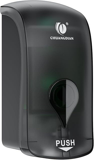 Hand Press Foaming Soap Dispenser, 35oz (1000ml) Refillable Wall Mount Soap Dispenser, Durable ABS Plastic, for Commercial & Home, Semi-Transparent Black, CHUANGDIAN