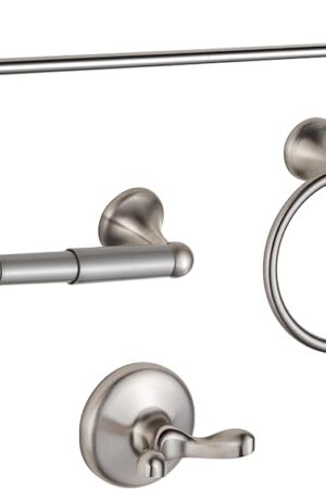 BGL Bathroom Accessory Set, Brushed Nickel Adjustable Expandable Towel Bar 4-Piece Bathroom Hardware Set Wall Mounted