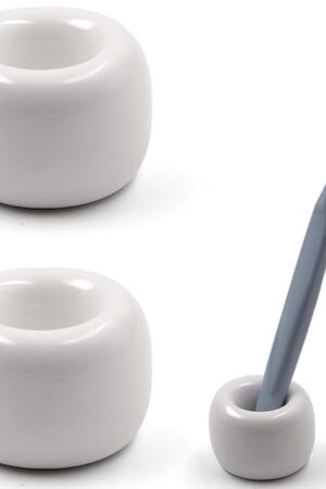 Airmoon Mini Ceramics Handmade Couple Toothbrush Holder Stand for Bathroom Vanity Countertops, Pack of 2