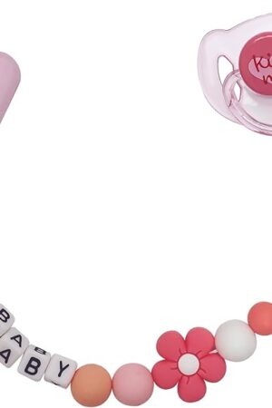 The Pink Pacifier Clips with Cute Pink Magnetic Pacifier Reborn Dolls Accessories Set for Girl Kids Gift