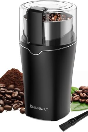 Electric Spice Grinder,300W Coffee Bean Grinder for Kitchen,Stainless Steel Removable Chamber,Up to 12 Cups, Easy for Coffee Beans,Spices,Herb,flaxseed and Nuts,Silver