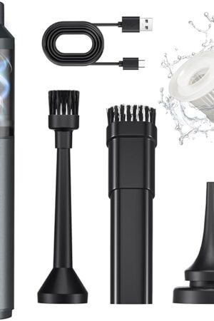 Car Vacuum Portable with 16000Pa Powerful Suction, Handheld Vacuum Cordless Rechargeable Blow & Suction 4 in 1, Small Vacuum Cleaner for Car, Home, Office, Outdoor (Grey)