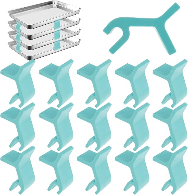16Pcs Baking Sheet Stackers Set Space-Saving Tray Stackers Reusable Trays Stacking Holder Multipurpose Baking Tray Stackers for Freeze Dryer Trays 5x3x2.5 cm
