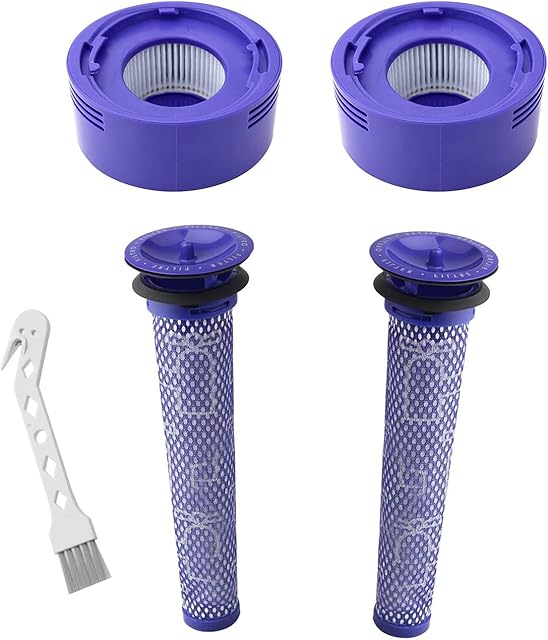 4 Pack V7 V8 Vacuum Filter for Dyson V8 Filter, Dyson V7 Replacement Parts for V8 Animal Absolute Motorhead SV10 SV11 Vacuum Cleaner, 2 Post and 2 Pre Filters, Compare to Part # 965661-01 & 967478-01