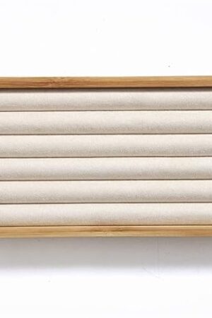 Coward Bamboo Ring Display Holder Jewelry Storage Tray Organizer Ring Stand For Home Desk or Shop Store Selling Show(beige)