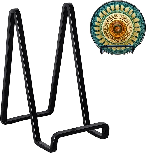 3 Pack 6 inch Metal Plate Stands for Display, Plate Holder Pictures Frame Easel Display Stand, Tabletop Picture Stand, Iron Easels for Display Photo Frames, Plates, Vinyl Record,Book, Plaque, Sign