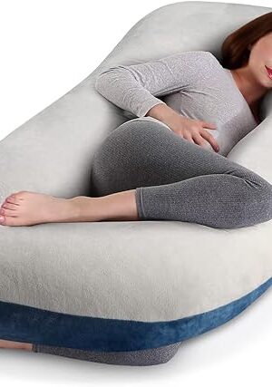 cauzyart Pregnancy Maternity Pillows for Sleeping 55 Inches U-Shape Full Body Pillow Support - for Back, HIPS, Legs, Belly for Pregnant Women with Removable Washable Velvet Cover
