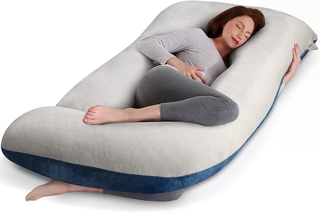 cauzyart Pregnancy Maternity Pillows for Sleeping 55 Inches U-Shape Full Body Pillow Support - for Back, HIPS, Legs, Belly for Pregnant Women with Removable Washable Velvet Cover