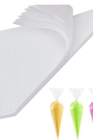 Disposable Mini Piping Bags 8 inch Pastry Bag Pastry Crimpers Small Piping Bags Disposable Pastry Bags For Cake Macarons Dessert Decorations Cookies Baking Cupcakes (Clear, 100 Pcs)
