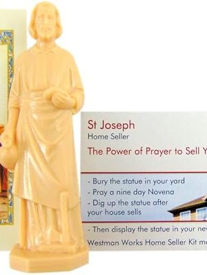 Westmon Works St Joseph Statue for Selling Homes with Instruction Card and Novena Prayer Complete Kit