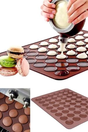 48 Hole Macarons Silicone Mat Baking Mold Silicone Macaron Kit Pastry Baking Mat and Decorating Piping Pot with 4pcs Nozzles