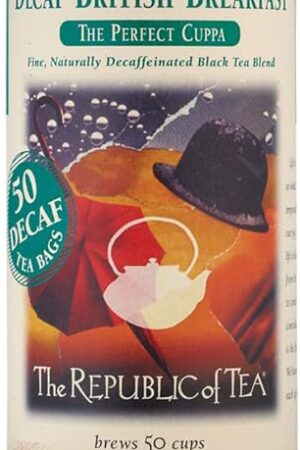 The Republic of Tea Decaf British Breakfast Black Tea, Tin of 50 Tea Bags