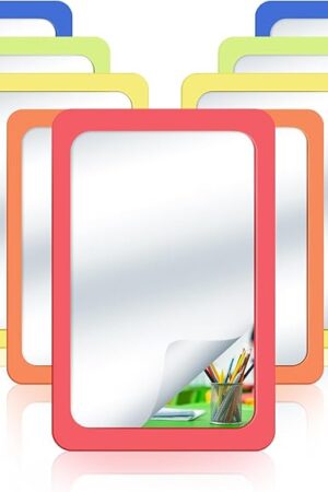 Dandat 10 Pcs Back to School Small Mirrors for Kids Toddler Mirror Child Safe Shatter Proof 6 x 4 Inch Unbreakable Classroom Craft Mirror Bulk Round Corners in Preschool Daycare Nursery