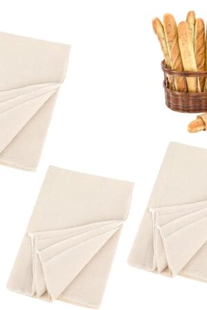 3Pcs Linen Cloth for Bread Baking 14x18 Inches Tea Towels for Baking Sourdough Bread Proofing Towel Pastry Cloth for Dough, Baguettes, Loaves, Pastry, Homemade Bread