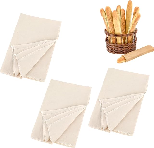 3Pcs Linen Cloth for Bread Baking 14x18 Inches Tea Towels for Baking Sourdough Bread Proofing Towel Pastry Cloth for Dough, Baguettes, Loaves, Pastry, Homemade Bread