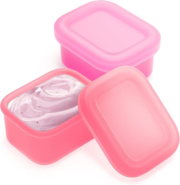 2-Pack Leak-Proof Salad Dressing Container To Go, Food Grade Silicone Sauce Containers for Bentgo Lunch Box, Reusable Condiment Cups with Lids for Small Snacks - 2.6 oz (Fuchsia & Pink)