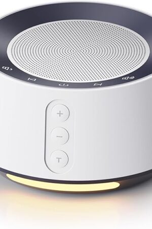 BGOVERSS White Noise Sound Machine with 20 Soothing Sounds, 10 Colors Night Light Sleep Machines Home Office Travel, 5 Timers and Memory Feature Sound Machine for Nursery Baby Kids Adults (White)