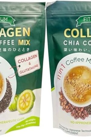 2 Packs FIT GUM Collagen Chia Coffee - 11 in 1 Coffee Mix (10 Sachets per Pack)