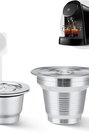 2 Pcs Reusable Stainless Steel Coffee Capsules Compatible with L'OR Barista LM8012 / 60, Refillable Coffee Pods Metal L'or Espresso Pods(Big & Small)