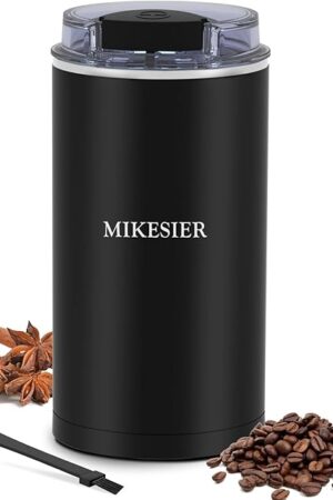 Coffee Grinder, Coffee Bean Grinder Electric, Herb/Spice/Nut Electric Grinder with 304 Stainless Steel Blade One Touch Operation for Kitchen or Home Use, Black