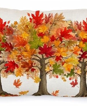 AACORS Fall Pillow Cover 12x20 Inch Maple Trees Decorations Farmhouse Autumn Throw Pillow Case Decor for Home Sofa Couch AA736-12