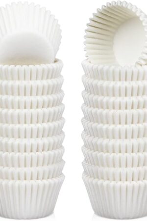 Caperci 500 Count Mini Cupcake Liners White Muffin Liners Greaseproof No Smell Small Cupcake Wrappers Baking Cups