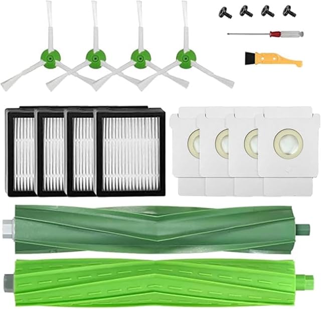 Replacement Parts for iRobot Roomba i7 j7 i3 i4 i7 Plus i1 i3+ i4 i4+ i6 i6+ i8 i8+ j7+ plus, I & j Series robot vacum,Rubber Brush, Filter, Edge-Sweeping Brush, Vacuum Bags