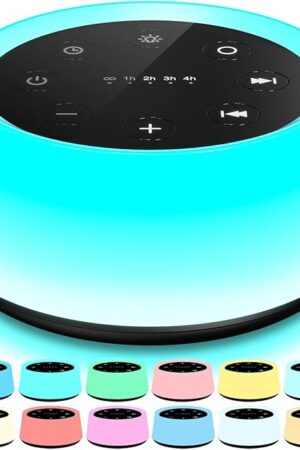 ColorsNoise Sound Machine and White Noise Machine with 30 Soothing Sounds with 12 Colors Baby Night Light with Memory Function (Black)