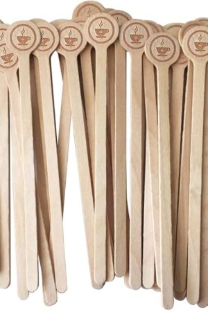 Coffee Stirrers Stir Sticks Wooden Beverage Mixer with Round Ends,Disposable Environmentally Friendly Biodegradable Cafe Grade Beverage Stir Sticks for 6 Inch Coffee Milk Cocktail Tea (100)