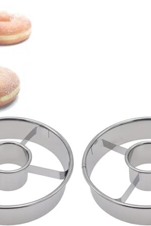 2 Pack Stainless Steel Donut Cutter, 3.86 Inch Doughnut Cutters Mold, Professional Baking Tool for Making Perfect Donuts, Bagels, Cookies, Biscuits, and More