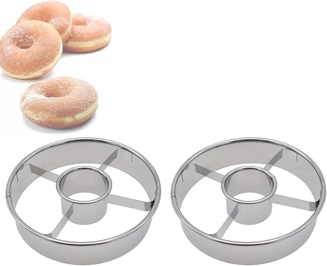 2 Pack Stainless Steel Donut Cutter, 3.86 Inch Doughnut Cutters Mold, Professional Baking Tool for Making Perfect Donuts, Bagels, Cookies, Biscuits, and More
