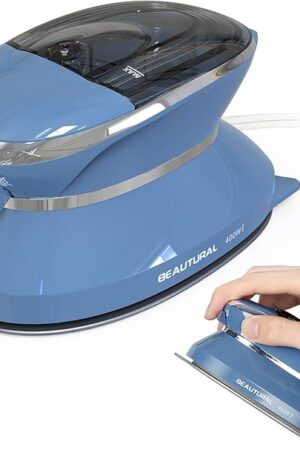 BEAUTURAL Mini Travel Steam Iron for Clothes with Dual Voltage, Non-Stick Soleplate, One Temperature Technology, Detachable Water Tank, Ideal for Sewing, Quilting and Handcraft