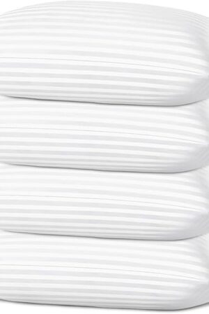 EIUE Bed Pillows for Sleeping 4 Pack，Pillows for Side and Back Sleepers,Super Soft Down Alternative Microfiber Filled Pillows (White, Queen (Pack of 4))