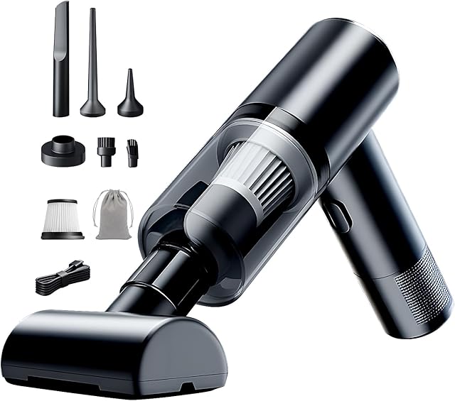 Handheld Car Vacuum Cleaner, Cordless Car Vacuum with 10000PA Best Suction, 2-in-1 Air Duster and Vacuum, Multiple Nozzles, Mini Vacuum Cleaner, Suitable for Home, Pets, and Office