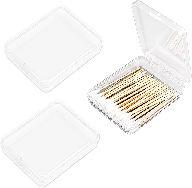 3 pieces Portable Travel Cotton Pad Holder,Bathroom Vanity Countertop Storage Organizer,Cotton Ball Holder Dispenser,Cosmetic Sponge Storage Box for Cotton Rounds, Swabs, Floss(3 x Transparent)