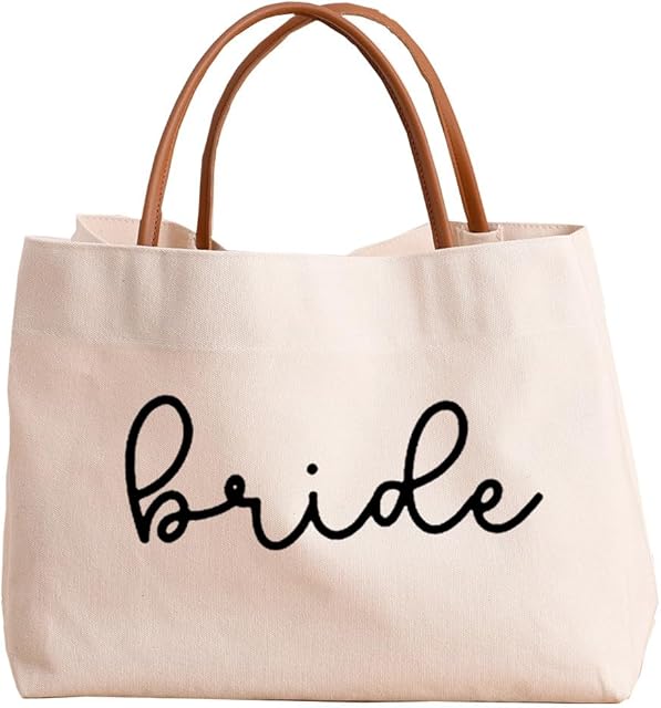 Bride Tote Bag Bride to be Gifts for Bridal Shower, Engagement, Wedding, Bachelorette Party, Honeymoon, Beach, Travel