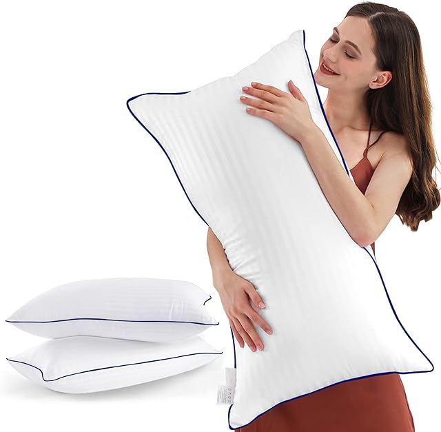 Bed Pillows for Sleeping, King Size Pillows Set of 2 Cooling Luxury Hotel Quality Pillow with Premium Soft Down Alternative Filling for Back, Stomach or Side Sleepers