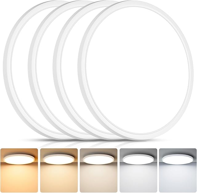 Brightever LED Flush Mount Ceiling Light Fixture 12 Inch 24W 2700K-6500K 5 Color Selectable