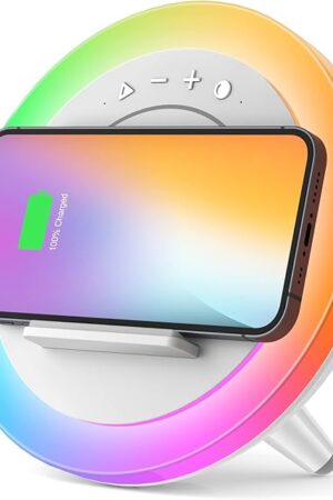Bluetooth Speaker with Lights, Wireless Charging Speaker, Best Birthday Gift Ideas Teenage,Applicable for Bedroom/Teen Girl Gifts/Please use The Original Adapter(5W Wireless Charging)