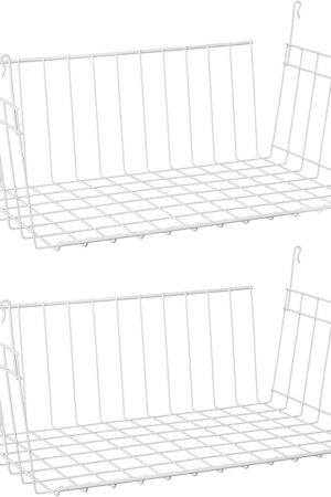 ClosetMaid White Wire Hanging Basket 17 Inch Wide, 2 Pack