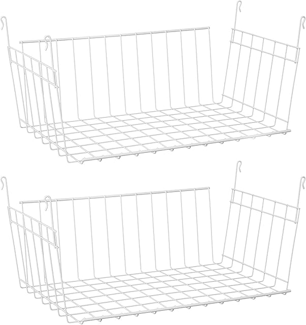 ClosetMaid White Wire Hanging Basket 17 Inch Wide, 2 Pack