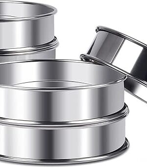 4inch English Muffin Rings, 6pcs Double Rolled Stainless Steel Crumpet Tart Rings for Baking
