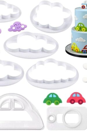 Cloud Cookie Cutter,Fluffy Cloud Fondant Cutter Car Cookie Cutters Cake Mold Sugar Craft Mold Cake Decorating Tools 7pcs