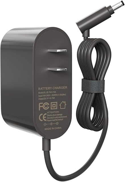 26.1V Cordless Vacuum Cleaner Charger Compatible with Dyson V8 V7 V6 SV04 SV03 DC59 DC58 DC62,Absolute Animal Motorhead Replacement for 26.1V 0.78A 967813-02 205720-02 209468-01 209568-01 AC Adapter