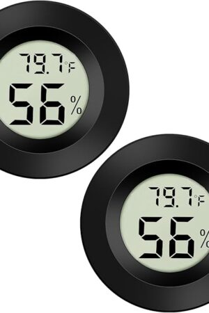 2-Pack Mini Digital Thermometer Hygrometer Indoor Room LCD Reptile Monitor Humidity Meter Gauge for Humidifiers Dehumidifiers Greenhouse Basement Babyroom