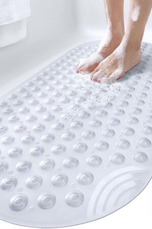 DEXI Non Slip Bathtub Mat Shower Floor Mats with Suction Cups and Drain Holes
