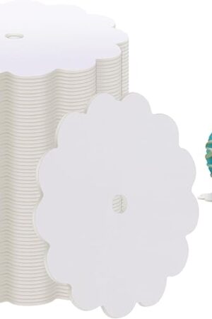 100 Pcs Cake Pop Boards 2 Inch Mini Scalloped Round Sugar Candy Cake Pop Molds Craft Accessories DIY Decorating(White)