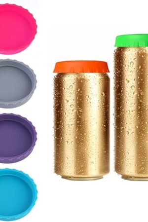 6 Pack Silicone Soda Can Lids, 6 Color BPA-Free Reusable Silicone Can Covers, Can Stopper or Protector For Soda, Beer, Drink, Juice, Coke, Beverage, Fits Standard Cans