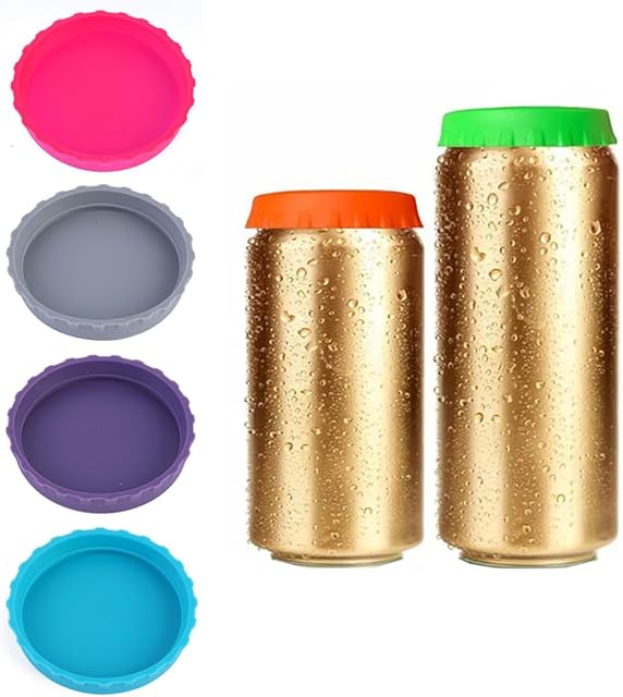6 Pack Silicone Soda Can Lids, 6 Color BPA-Free Reusable Silicone Can Covers, Can Stopper or Protector For Soda, Beer, Drink, Juice, Coke, Beverage, Fits Standard Cans